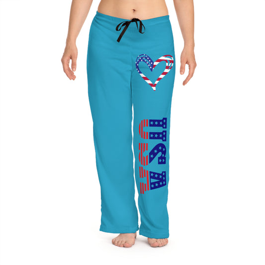 Princess Grace  Patriotic Women's Pajama Pants with Heart Design   USA Theme