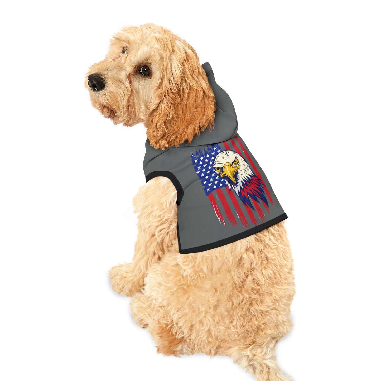 Princess Grace  Patriotic Eagle Pet Hoodie  Perfect for Holidays and Outdoor Adventures