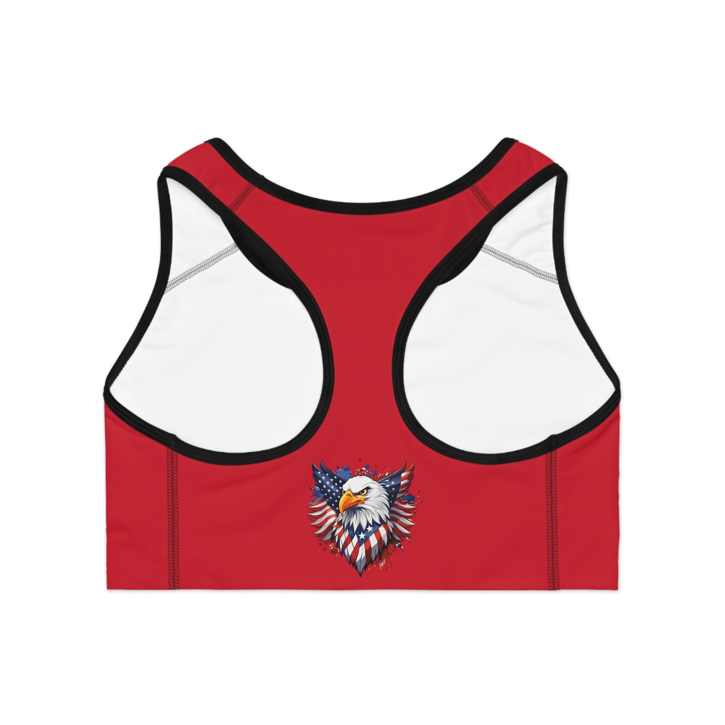 Princess Grace  Patriotic Eagle Sports Bra  Red American Flag Design for Active Lifestyle