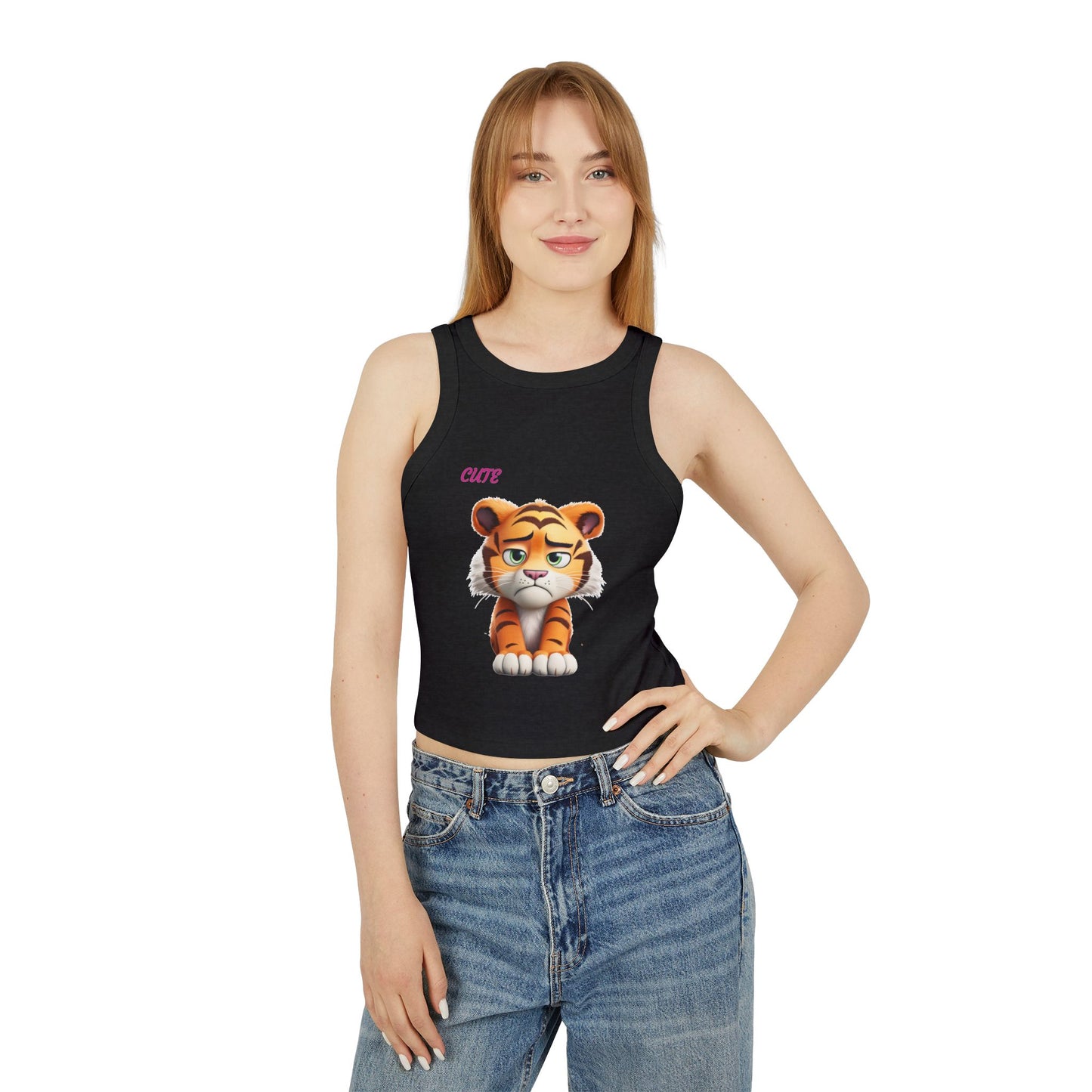 Princess Grace  Cute Tiger Women's Micro Rib Racer Tank Top  Stylish Summer Wear