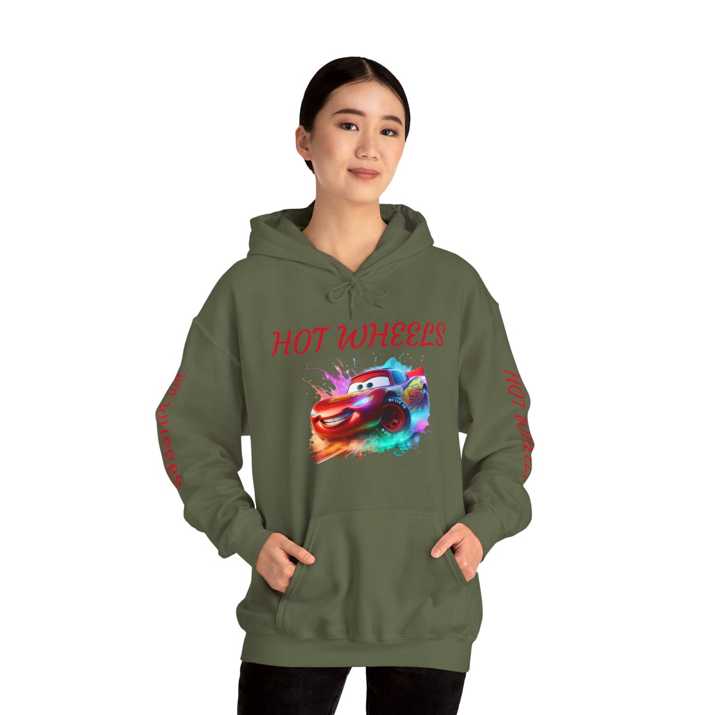 Princess Grace  Hot Wheels Unisex Heavy Blend Hooded Sweatshirt Fun and Colorful Racing Design