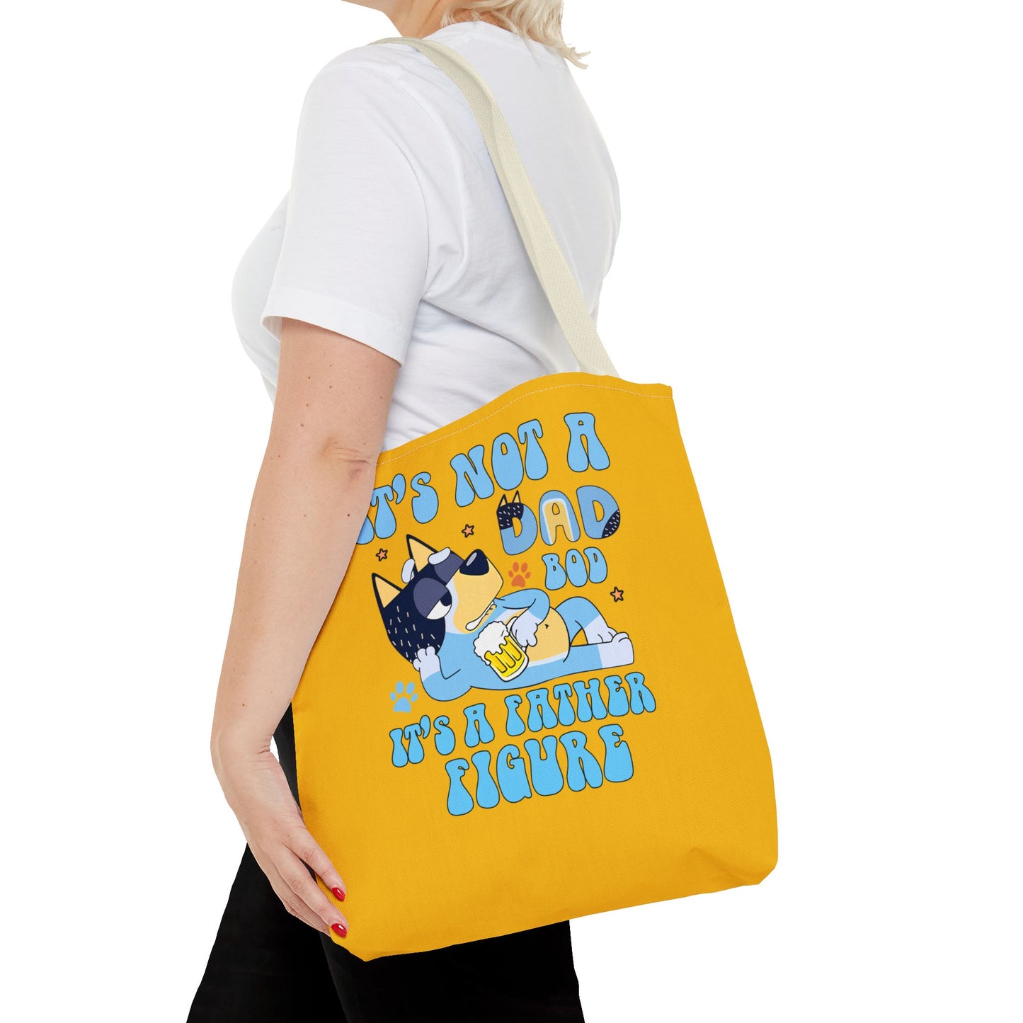 Princess Grace Fun Father's Day Tote Bag  "It's Not a Dad Bod, It's a Father Figure"