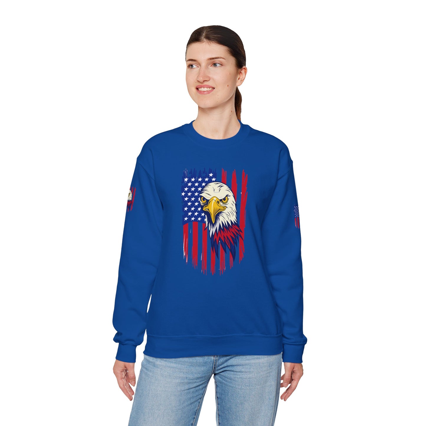 Princess Grace Patriotic Eagle Crewneck Sweatshirt Unisex Heavy Blend