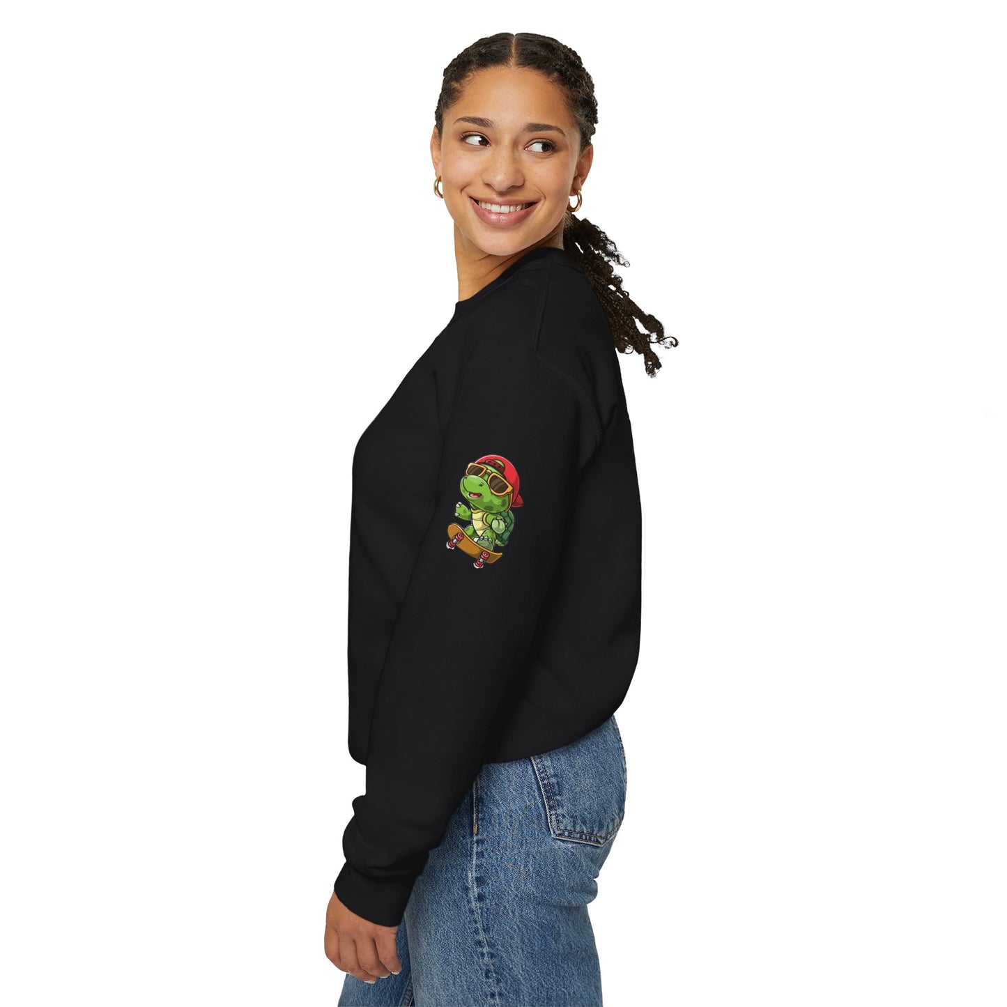 Princess Grace  Cool Turtle Skateboarding Crewneck Sweatshirt for Kids and Teens