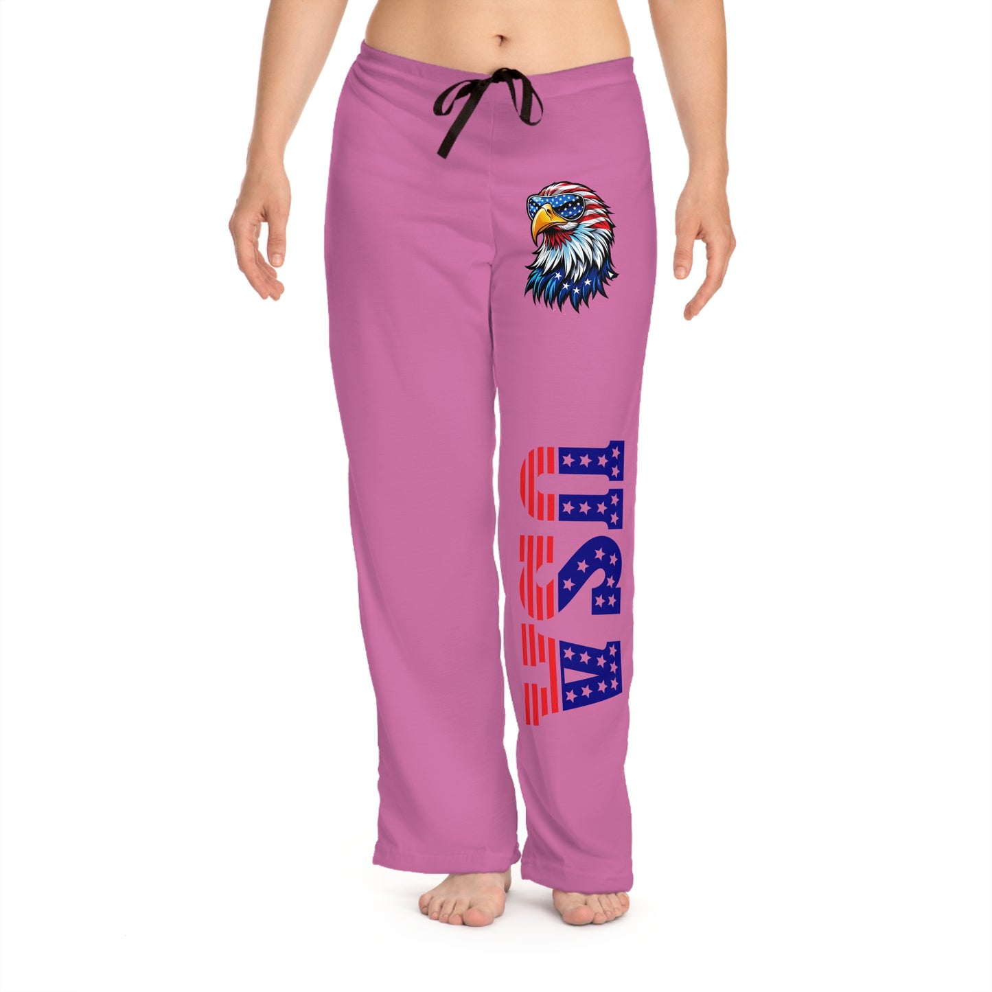 Princess Grace  Lightweight Pink Pajama Pants with USA Heart Design  Perfect for Sleep and Relaxation