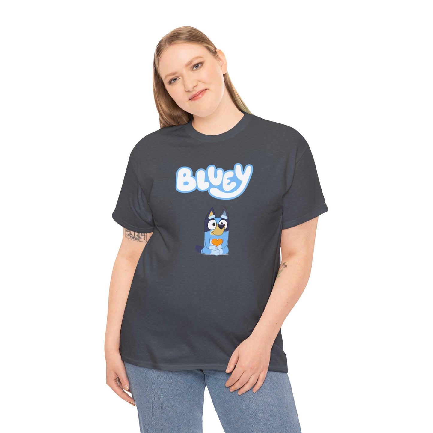Princess Grace  Bluey Unisex Heavy Cotton Tee  Comfortable Cartoon T-Shirt for Kids and Adults
