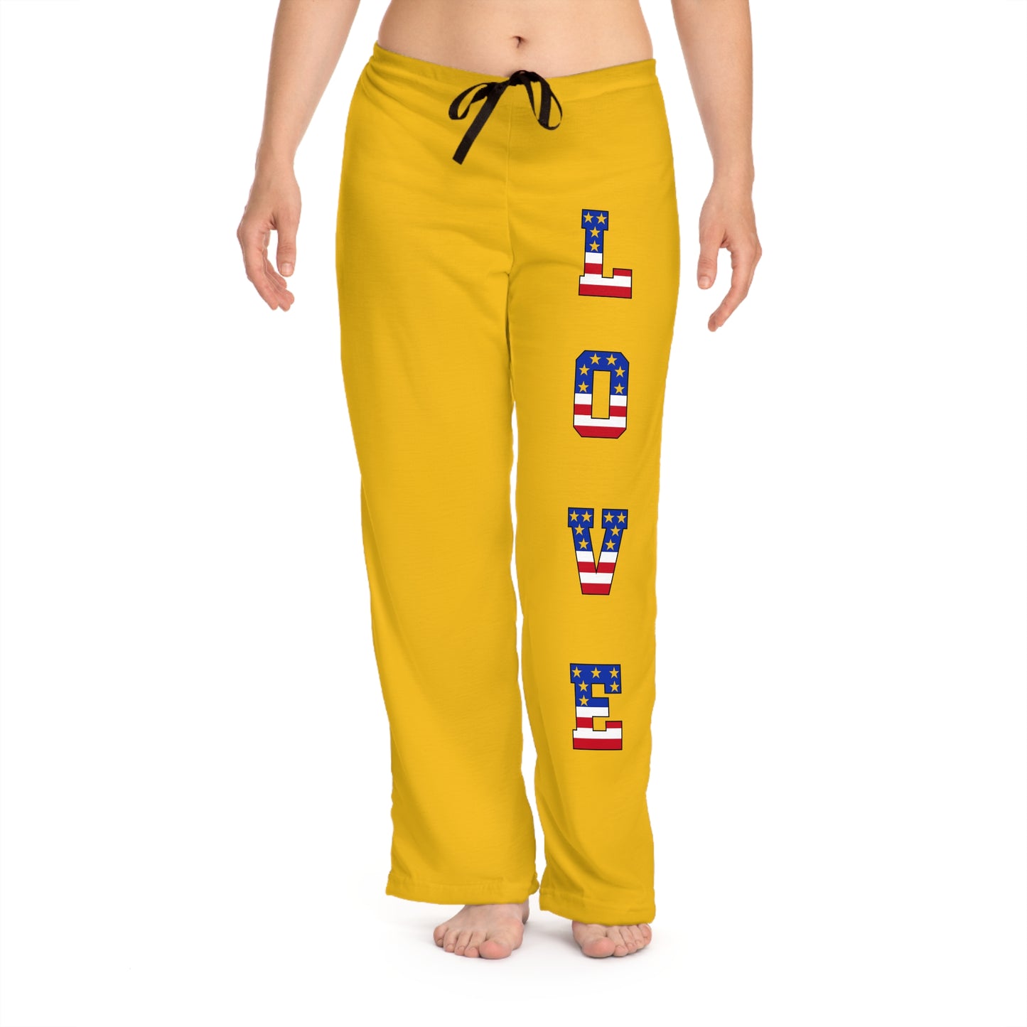 Princess Grace  Cozy  Pajama Pants  Yellow with 'LOVE' Print  Perfect for Relaxing & Celebrating