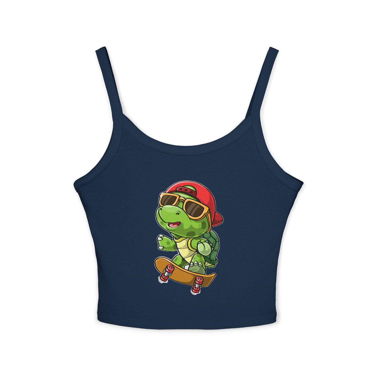 Princess Grace   Cute Cartoon Turtle Skateboarding Women's Spaghetti Strap Tank Top