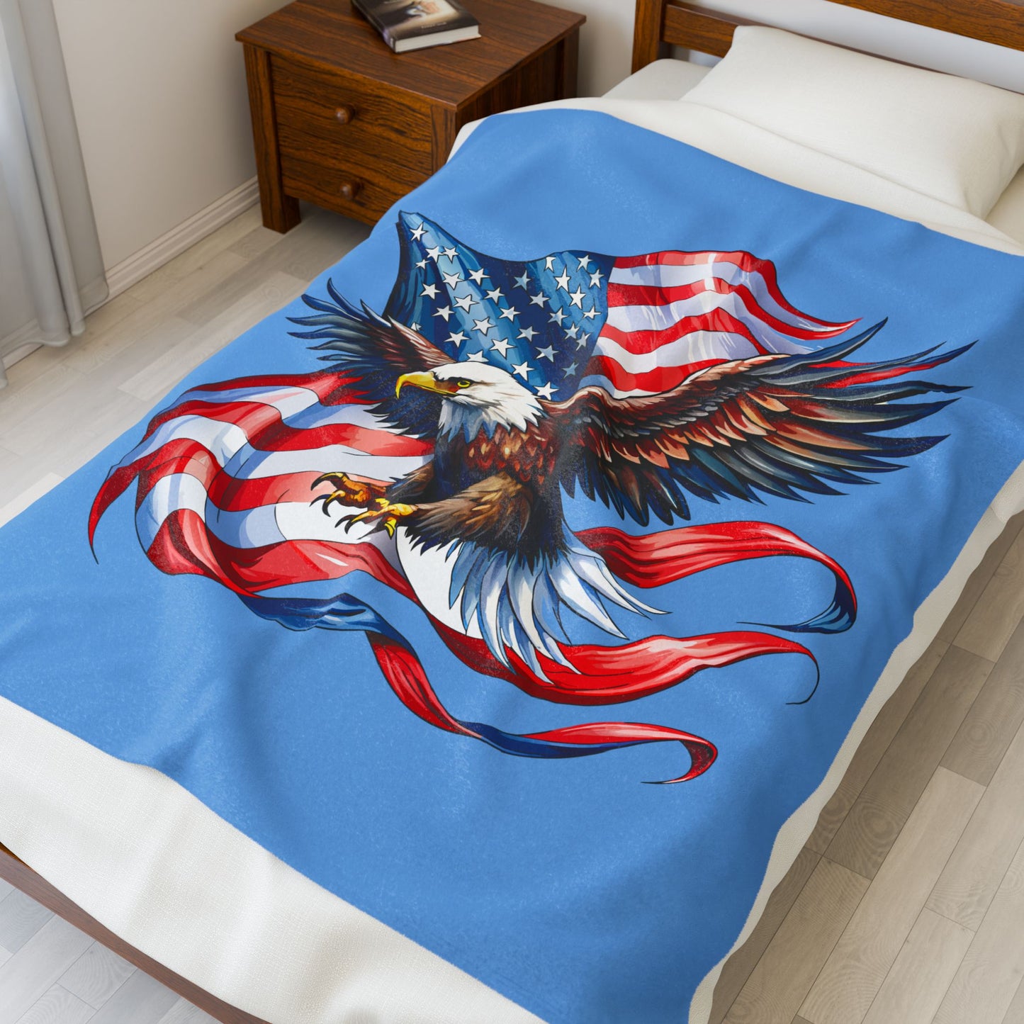 Princess Grace  Eagle Emblem Velveteen Plush Blanket  Perfect for Patriotic Celebrations