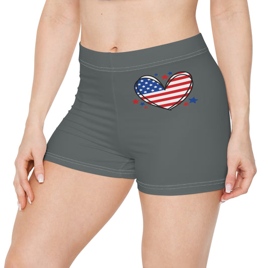 Princess Grace  Patriotic Women's Shorts with Love Heart Design