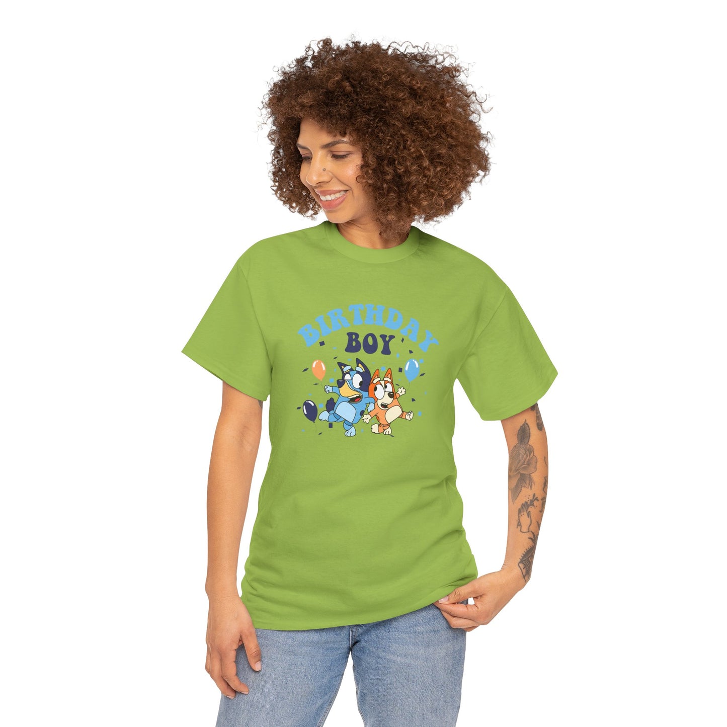 Princess Grace  Bluey  Birthday Boy Unisex Heavy Cotton Tee  Fun Celebration Shirt for Kids