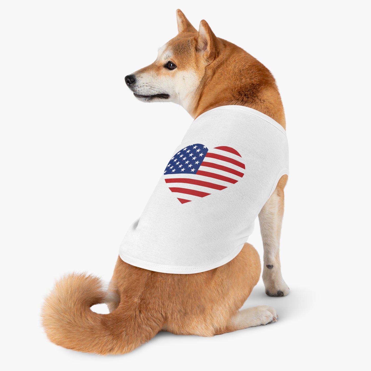 Princess Grace  USA Flag Heart Pet Tank Top Patriotic Dog Apparel for Independence Day