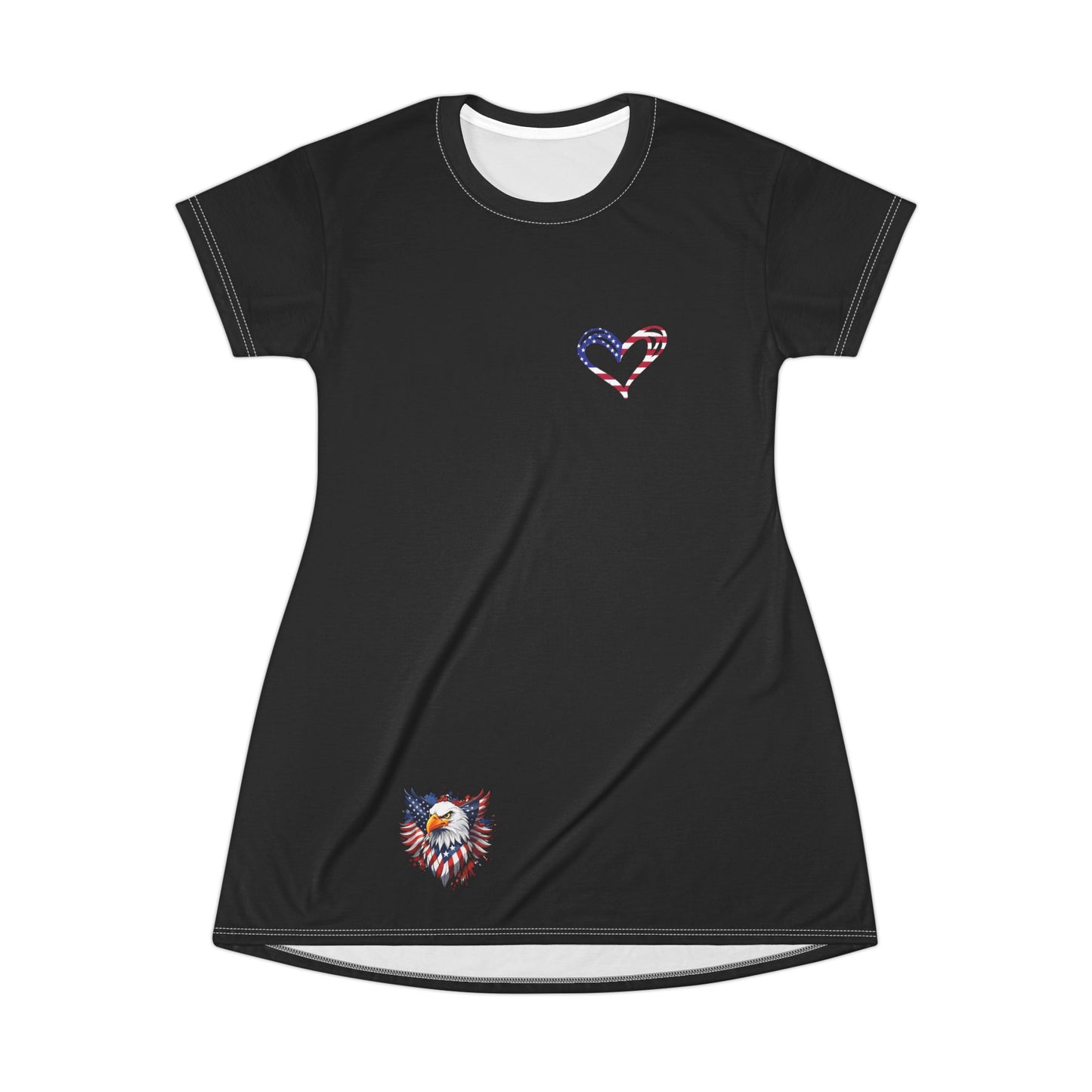 Princess Grace  Patriotic Heart T-Shirt Dress for Everyday Comfort