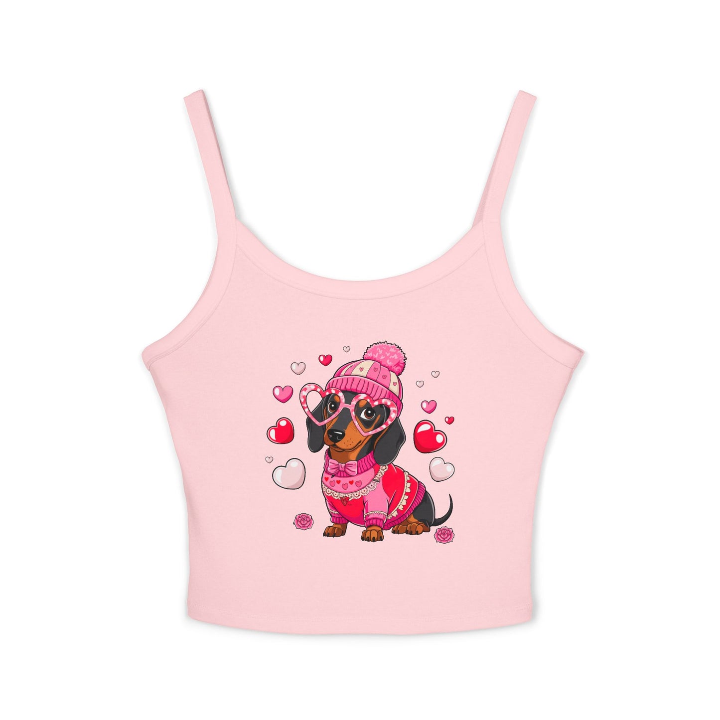 Princess Grace  Cute Dachshund Love Women's Spaghetti Strap Tank Top