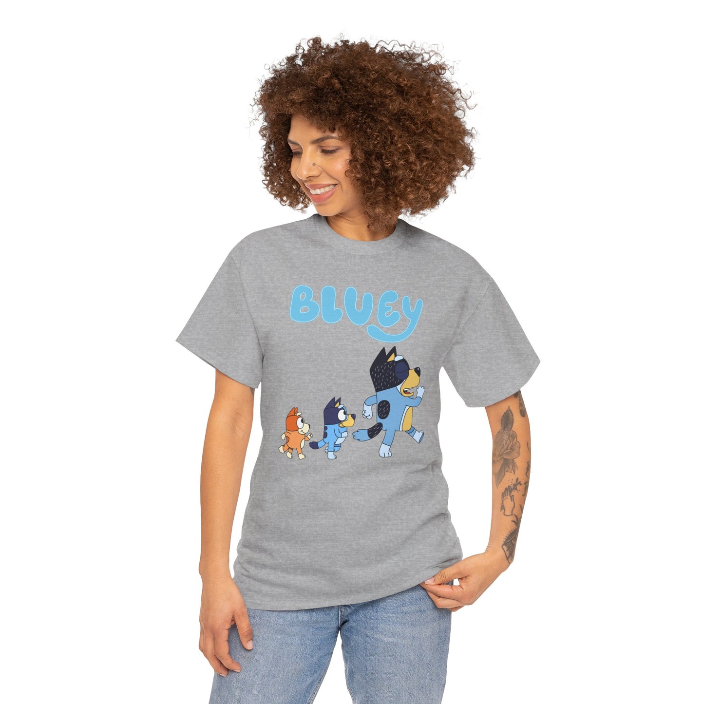Princess Grace  Bluey Unisex Heavy Cotton Tee  Cute Cartoon T-Shirt for Kids and Adults