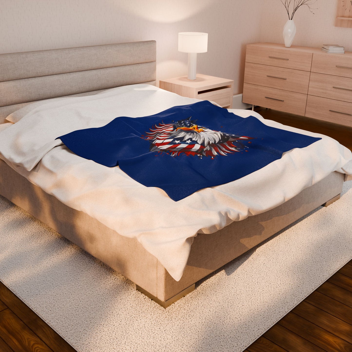 Princess Grace  American Eagle Velveteen Plush Blanket  Cozy Patriotic Decor for Home & Gifts