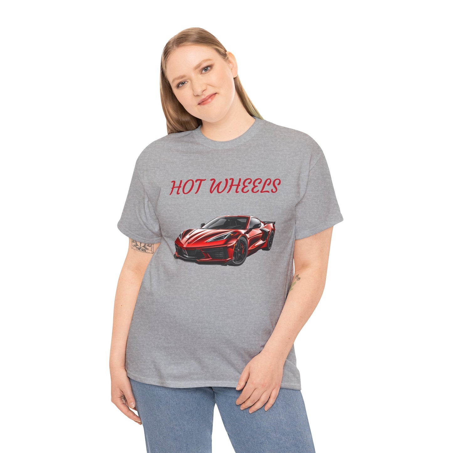 Princess Grace Red Corvette Unisex Heavy Cotton Tee Hot Wheels Racing Graphic Tee for Car Enthusiasts