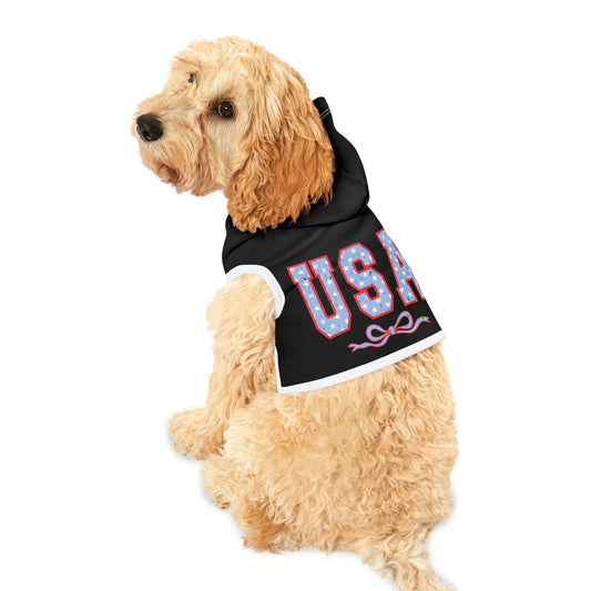 Princess Grace  USA Stars & Stripes Pet Hoodie Stylish Dog Sweatshirt for Patriotic Celebrations