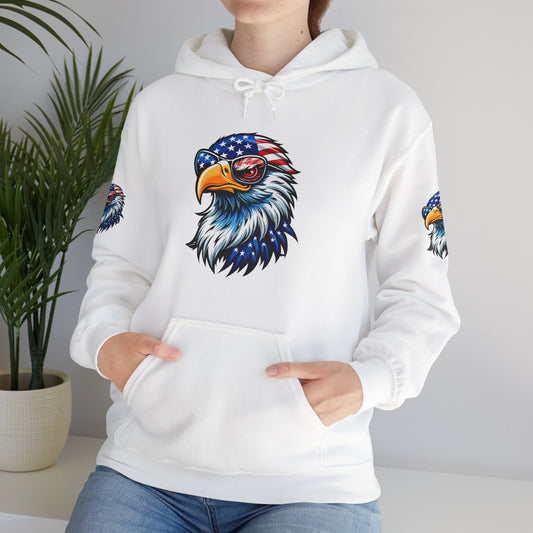 Princess Grace  Patriotic Eagle Hoodie  Unisex Heavy Blend  Sweatshirt with USA Flag Design