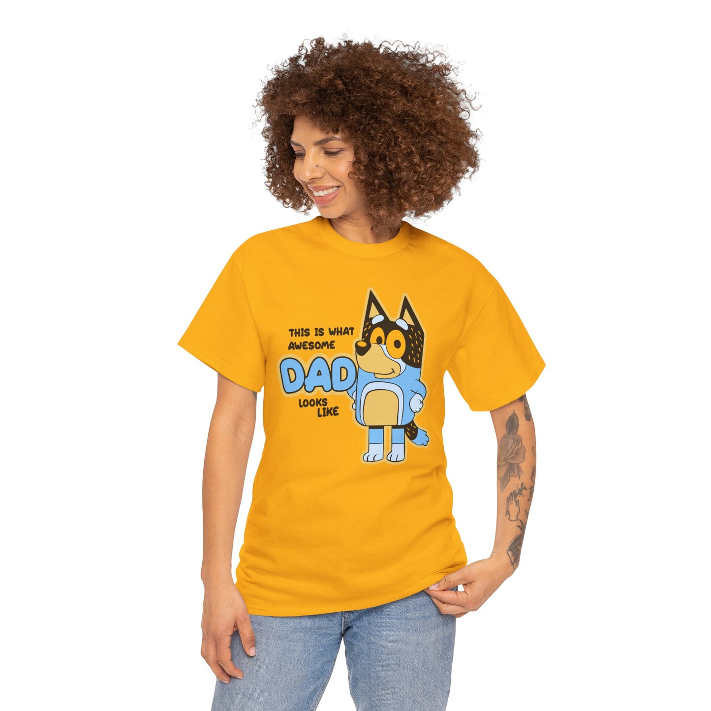 Princess Grace  Bluey  Awesome Dad Unisex Heavy Cotton Tee  Funny Gift for Father's Day