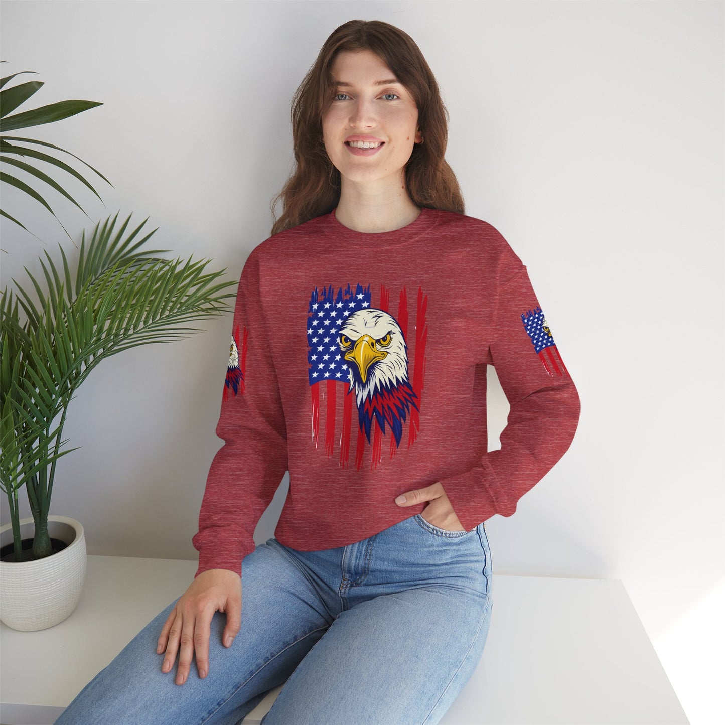 Princess Grace Patriotic Eagle Crewneck Sweatshirt Unisex Heavy Blend