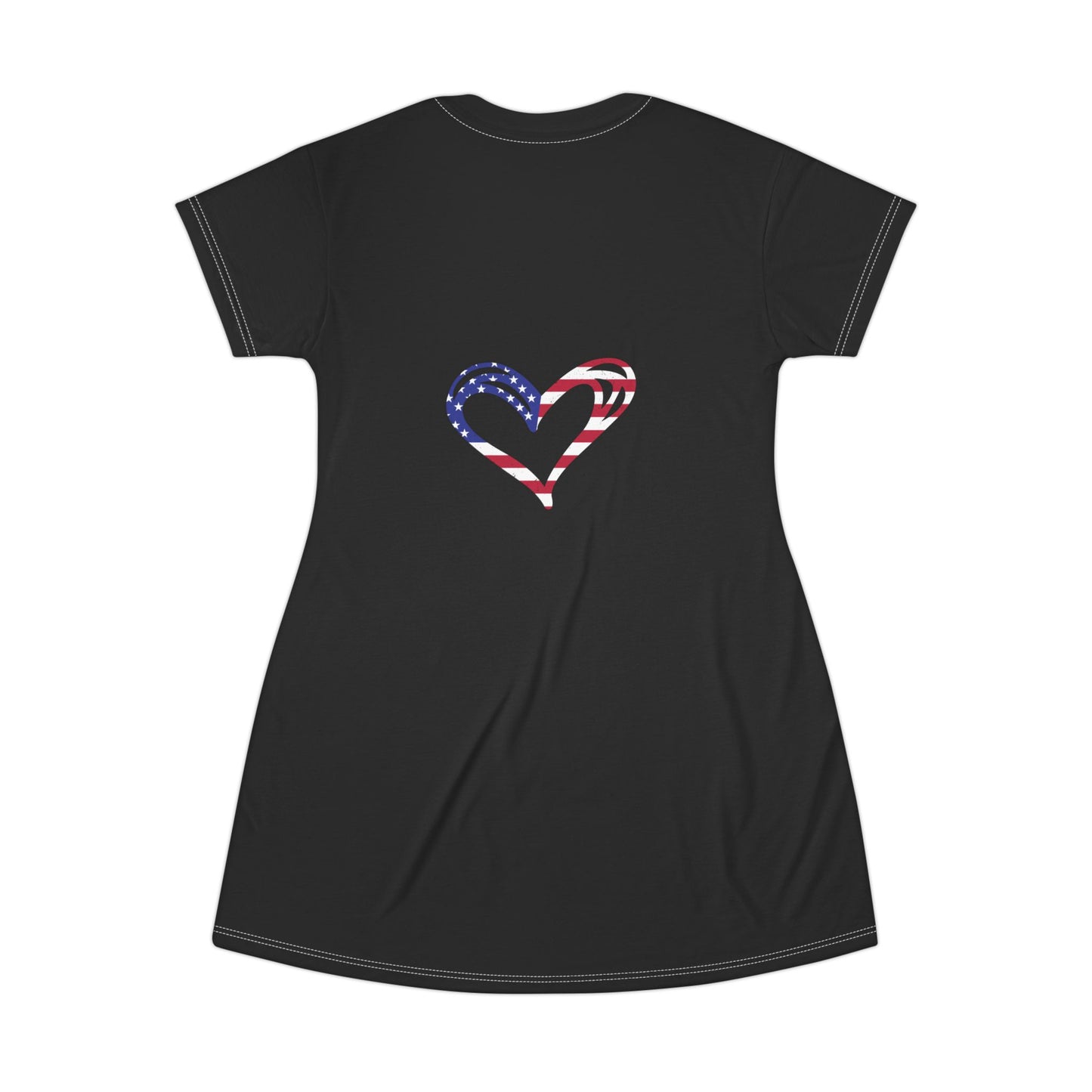 Princess Grace  Patriotic Heart T-Shirt Dress for Everyday Comfort