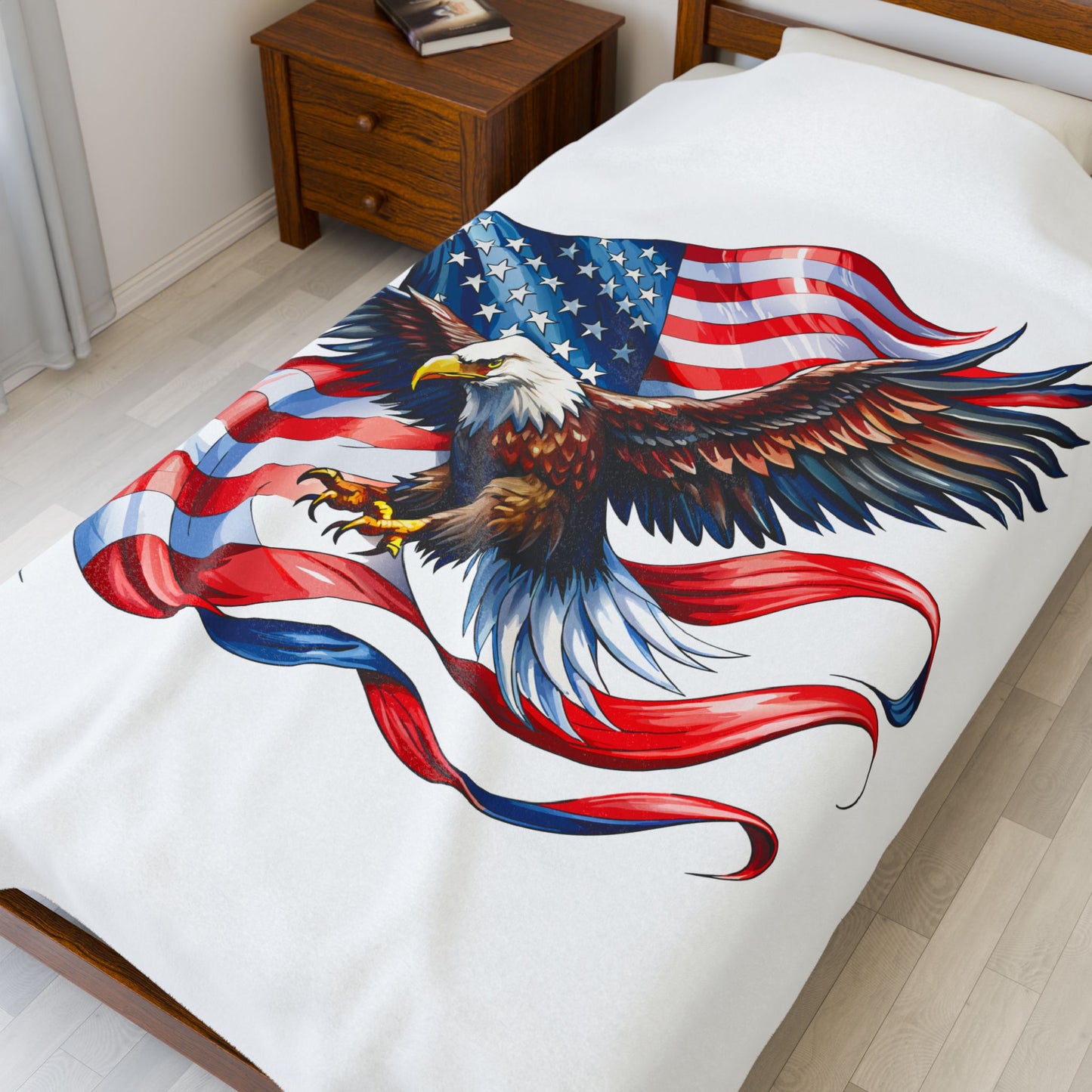 Princess Grace  Patriotic Eagle Velveteen Plush Blanket  Cozy USA Flag Throw for Independence Day and Memorial Day