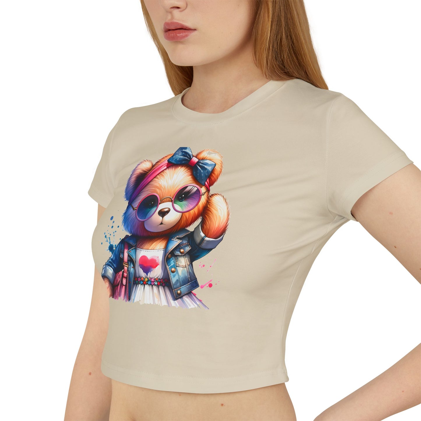 Princess Grace  Cute Bear Graphic Baby Tee for Women  Fun & Trendy