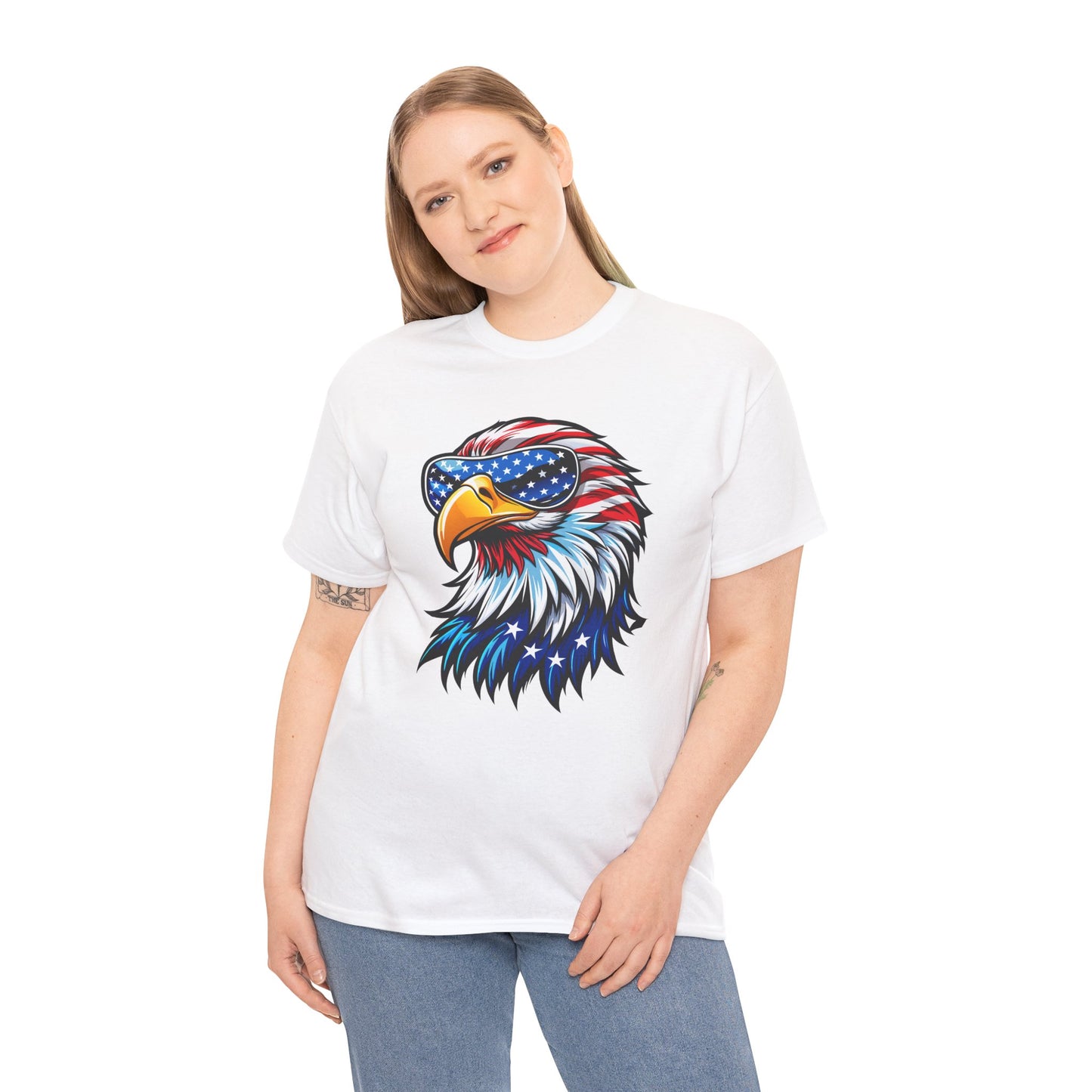 Princess Grace  Patriotic Eagle Unisex Heavy Cotton Tee 4th of July Spirit