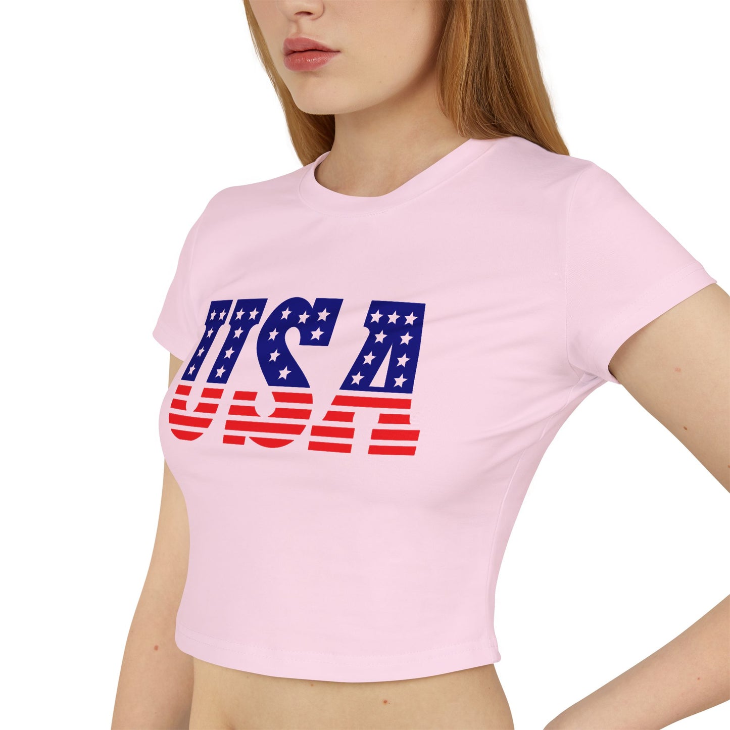 Princess Grace  Patriotic USA Women's Baby Tee  Celebrate Independence Day & Summer Style