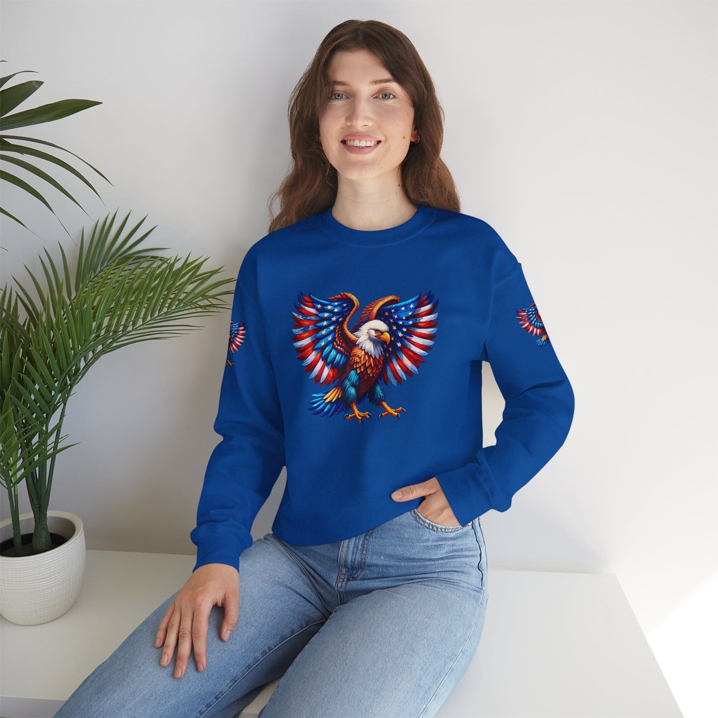 Princess Grace  Eagle Wings Unisex Crewneck Sweatshirt Patriotic Graphic Pullover