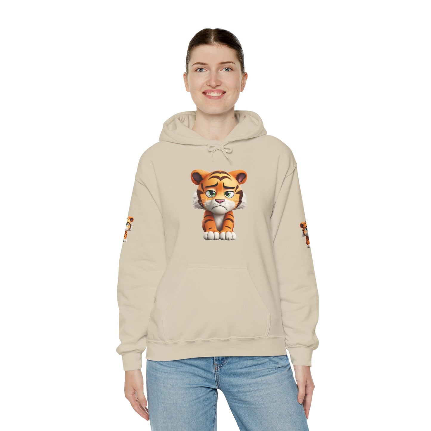 Princess Grace  Playful Tiger Graphic Hoodie  Unisex Heavy Blend Sweatshirt for Kids and Adults