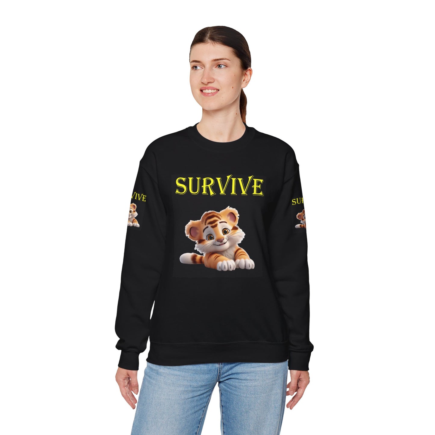 Princess Grace  Survive  Cute Tiger Survival Crewneck Sweatshirt