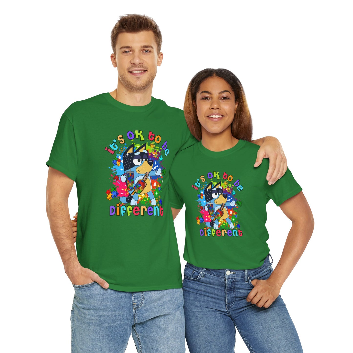 Princess Grace  Bluey  Unisex Heavy Cotton Tee  "It's OK to Be Different" - Colorful Graphic T-Shirt for Self-Expression