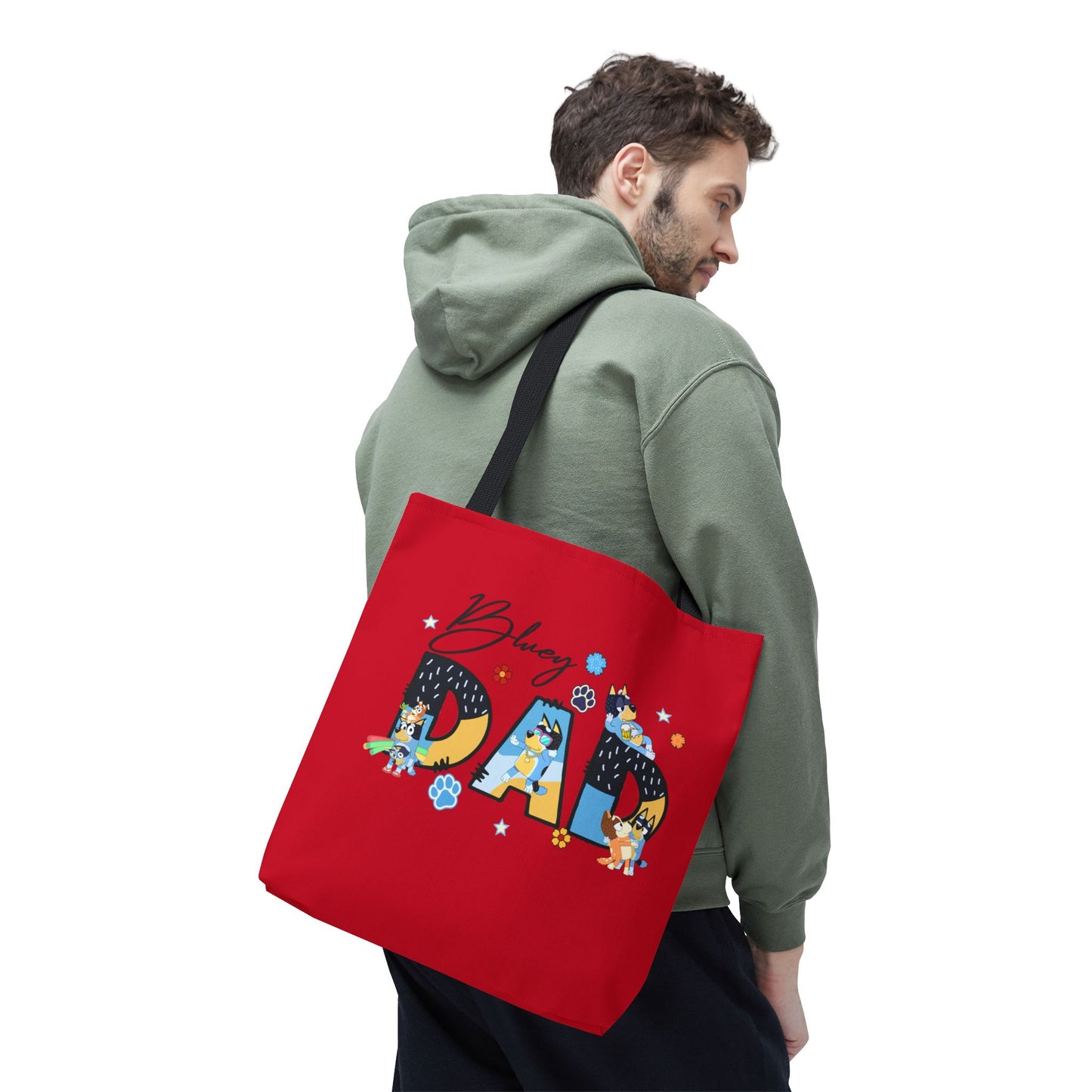 Princess Grace  Colorful Bluey Dad Tote Bag Perfect Gift for Dog Lovers