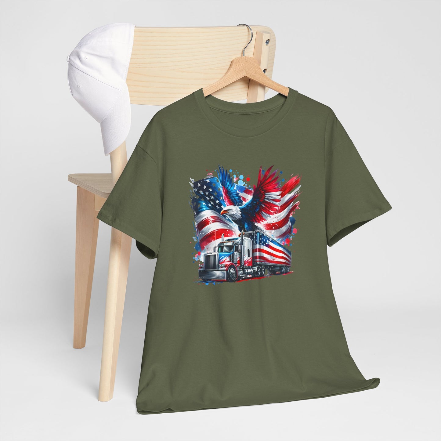 Princess Grace  Patriotic Eagle Truck Unisex Heavy Cotton Tee