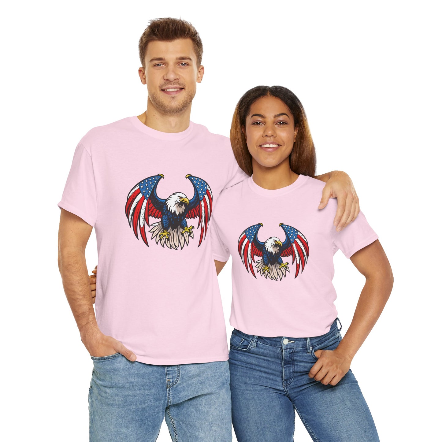 Princess Grace  Patriotic Eagle Unisex Heavy Cotton Tee 4th of July Graphic T-Shirt