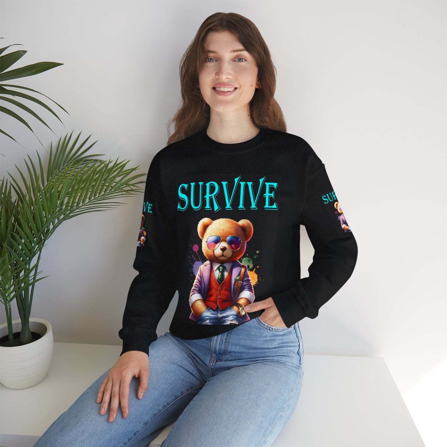 Princess Grace Survive Bear Unisex Crewneck Sweatshirt