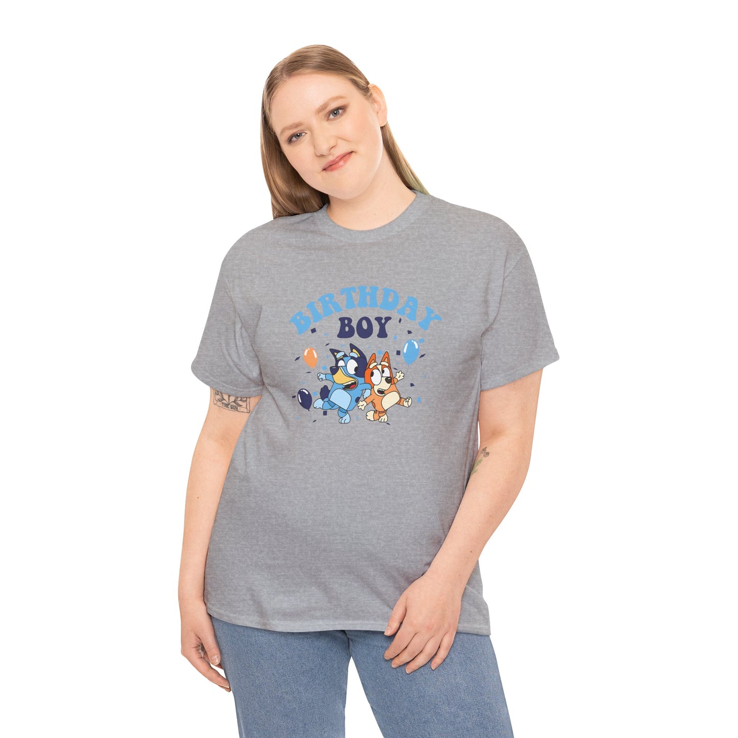 Princess Grace  Bluey  Birthday Boy Unisex Heavy Cotton Tee  Fun Celebration Shirt for Kids