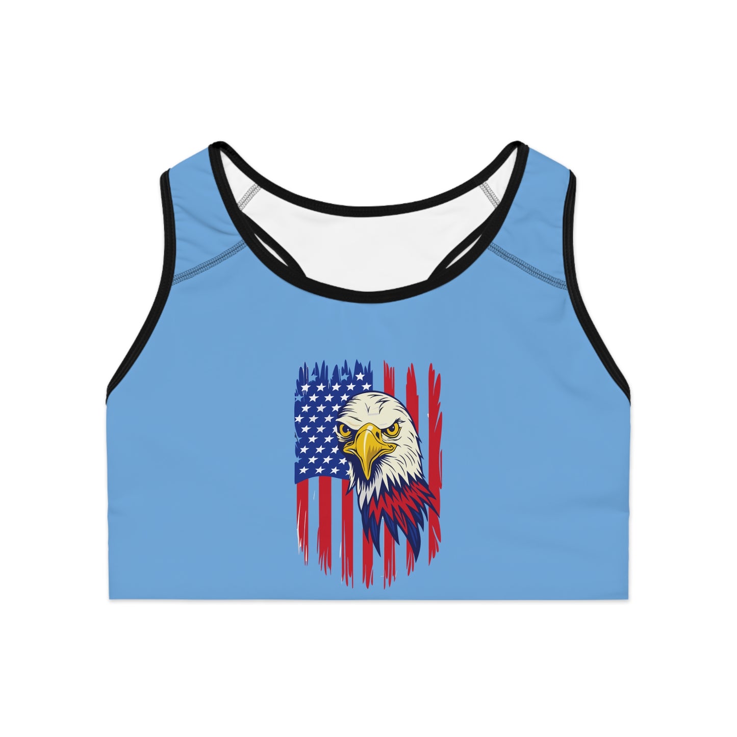 Princess Grace  Patriotic Eagle Sports Bra  USA Flag Design for Active Lifestyle