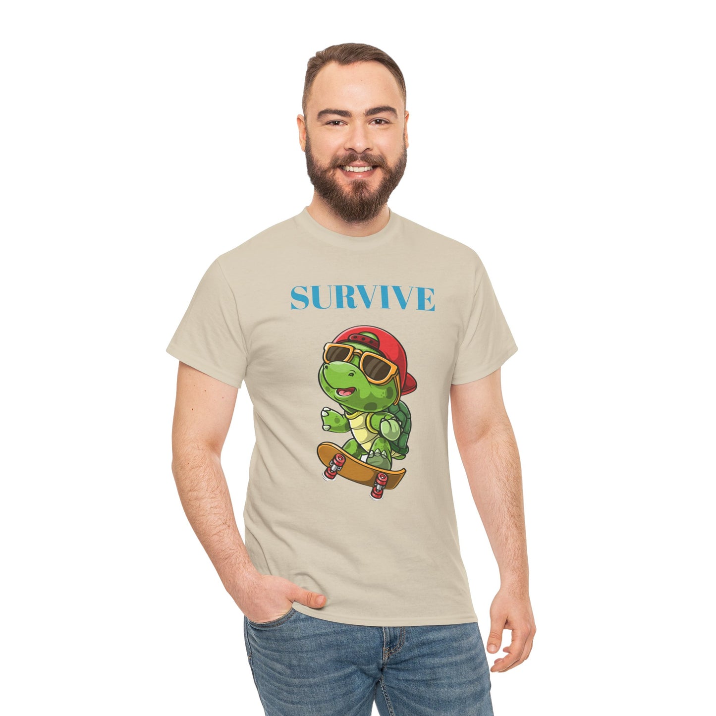 Princess Grace  Cool Skateboarding Turtle Tee "Survive" Unisex Cotton T-Shirt for Fun Lovers