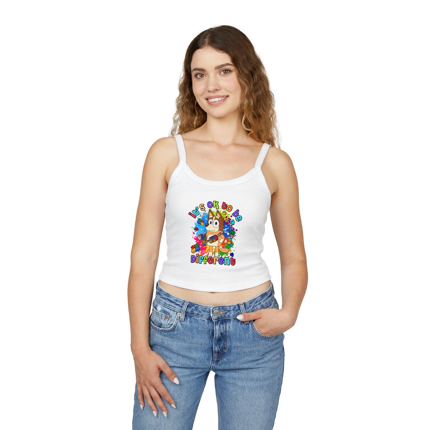 Princess Grace  Bluey Colorful Spaghetti Strap Tank Top  ‘It's OK to Be Different’