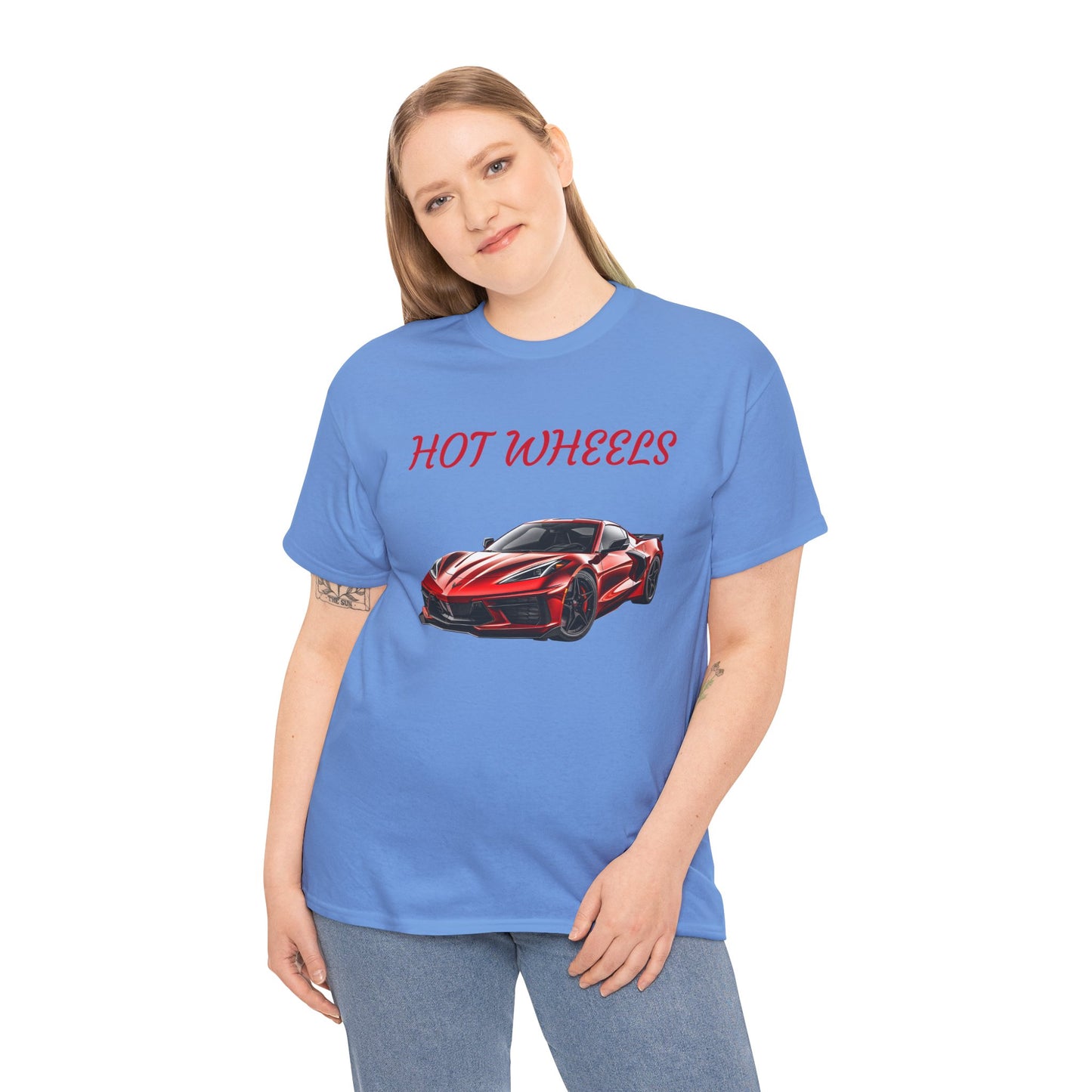 Princess Grace Red Corvette Unisex Heavy Cotton Tee Hot Wheels Racing Graphic Tee for Car Enthusiasts