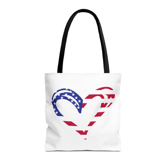 Princess Grace  Patriotic Heart Tote Bag  Ideal for Independence Day and Everyday Use