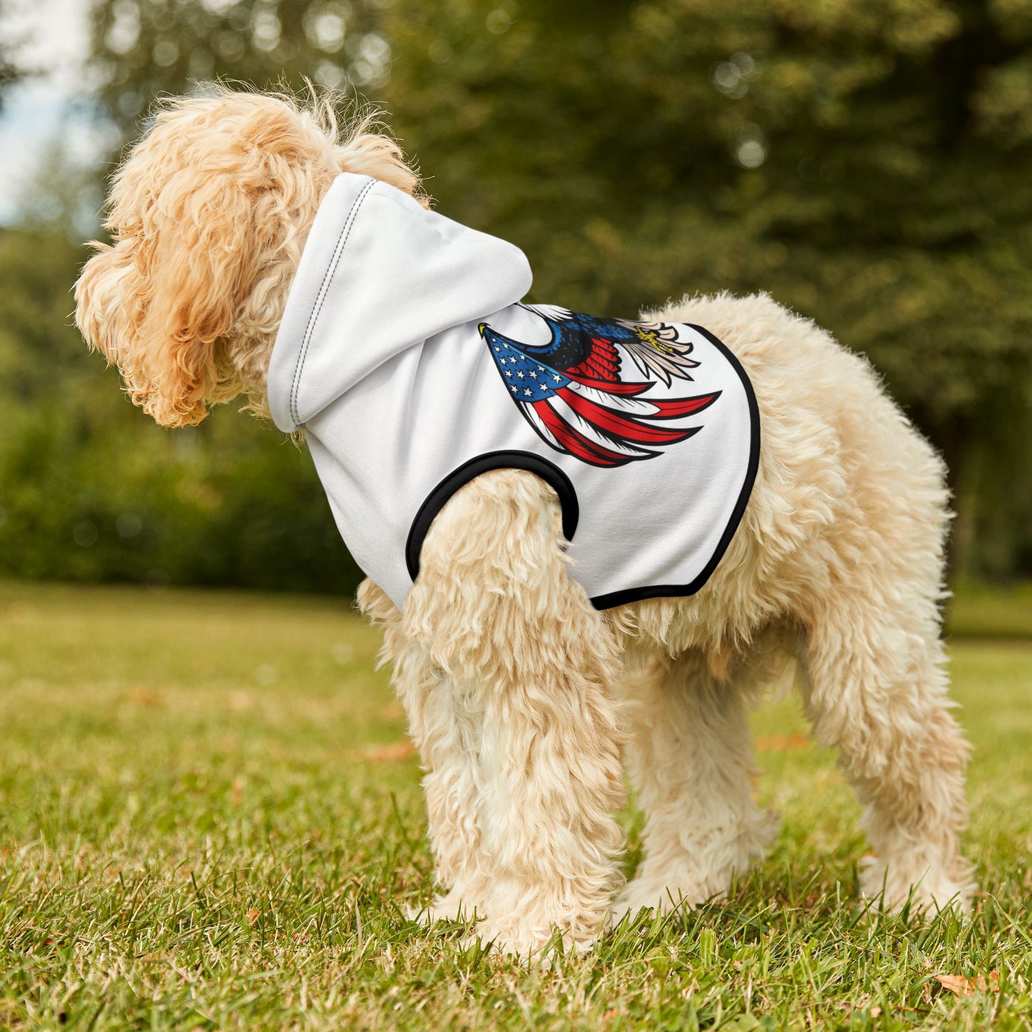 Princess Grace  Patriotic Eagle Pet Hoodie  Perfect for Independence Day and Outdoor Adventures