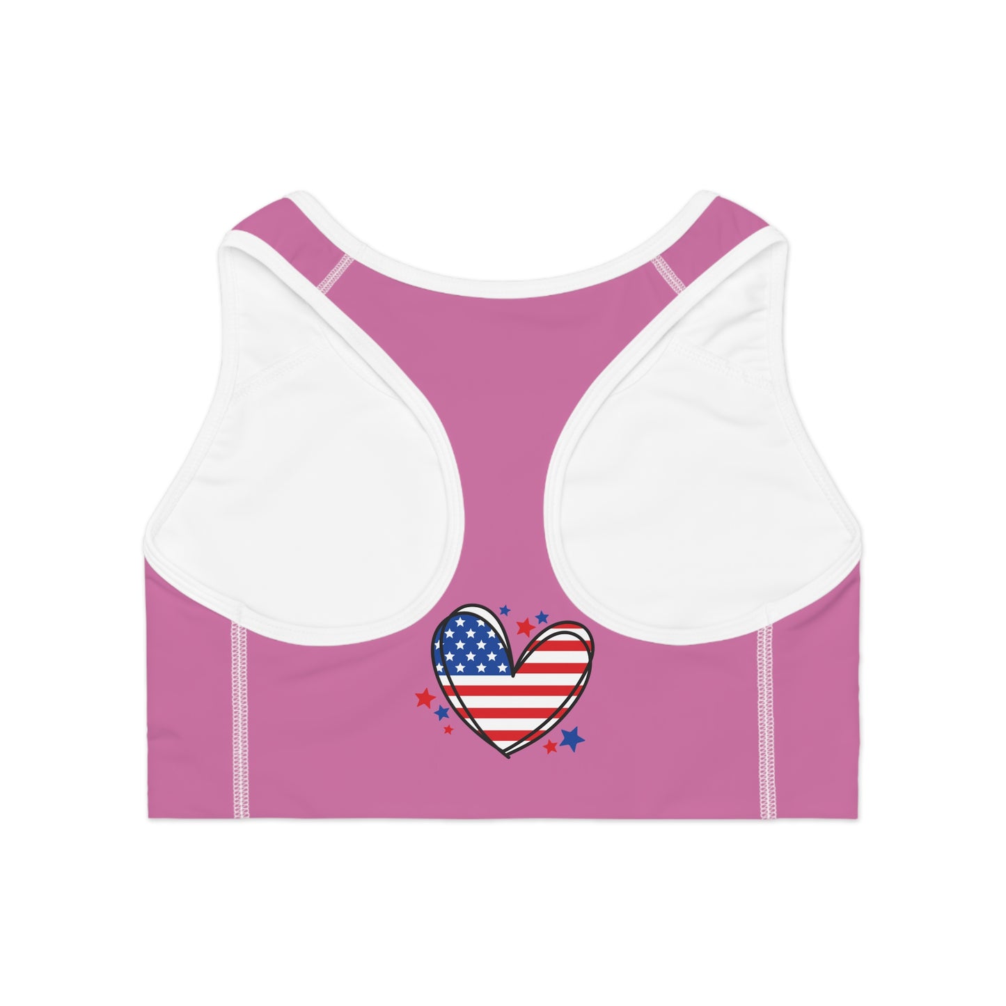 Princess Grace Patriotic Heart Sports Bra for Active Women