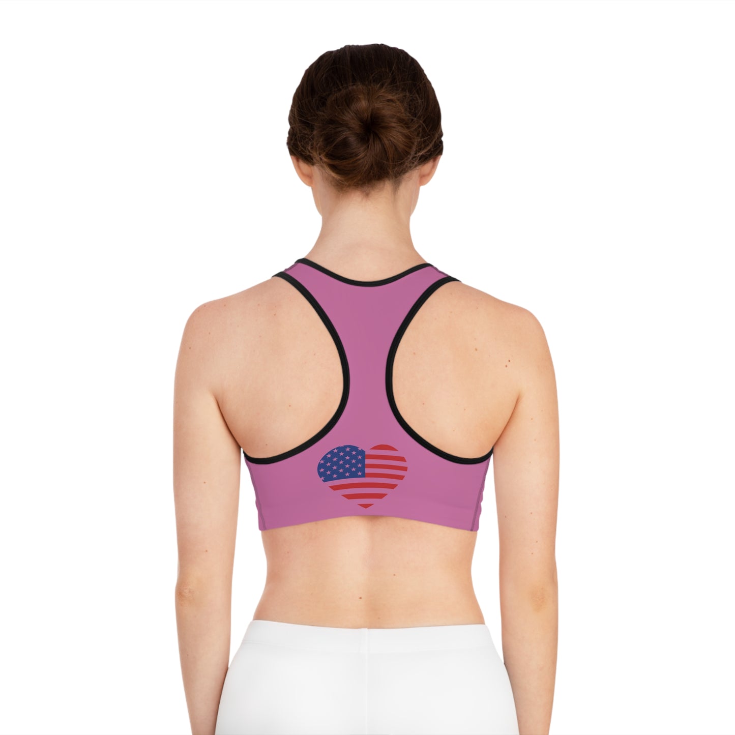 Princess Grace  Patriotic Heart Sports Bra  Perfect for Independence Day and Fitness Lovers