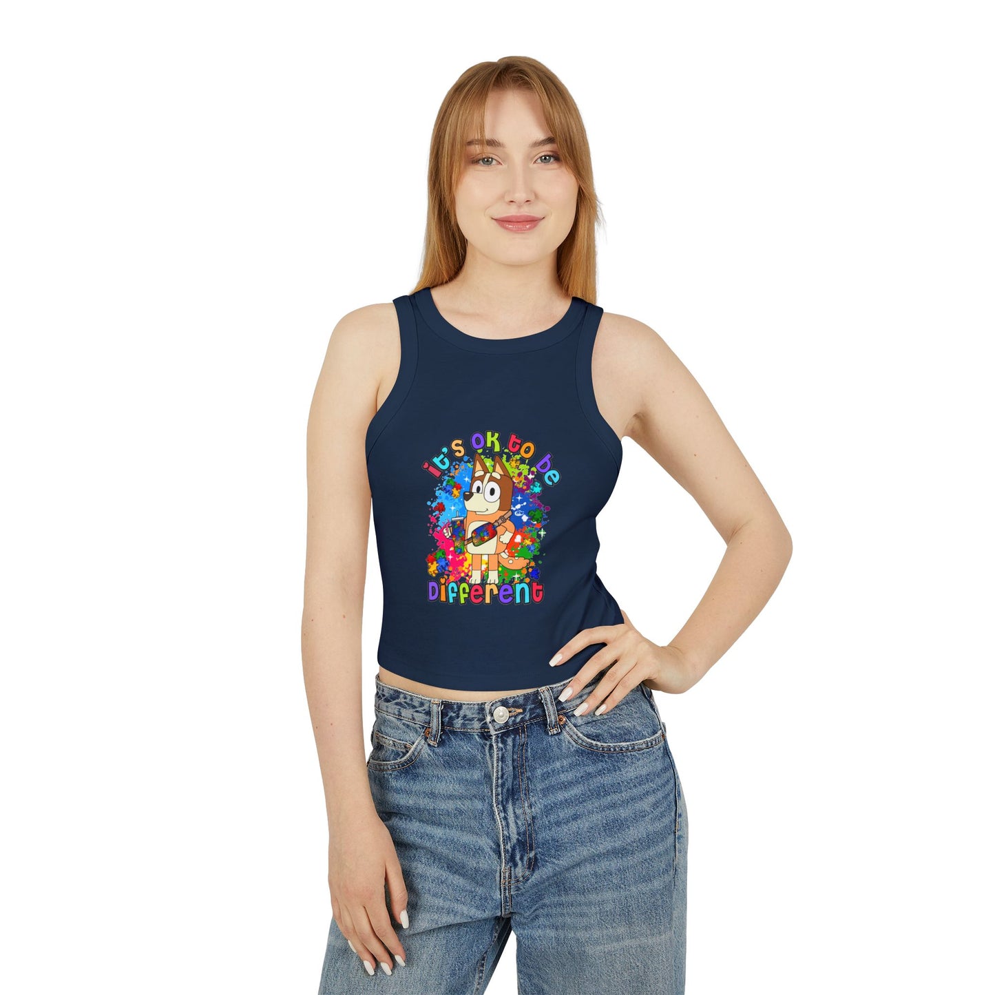 Princess Grace  Colorful Bluey Racer Tank Top  'It's OK to Be Different'