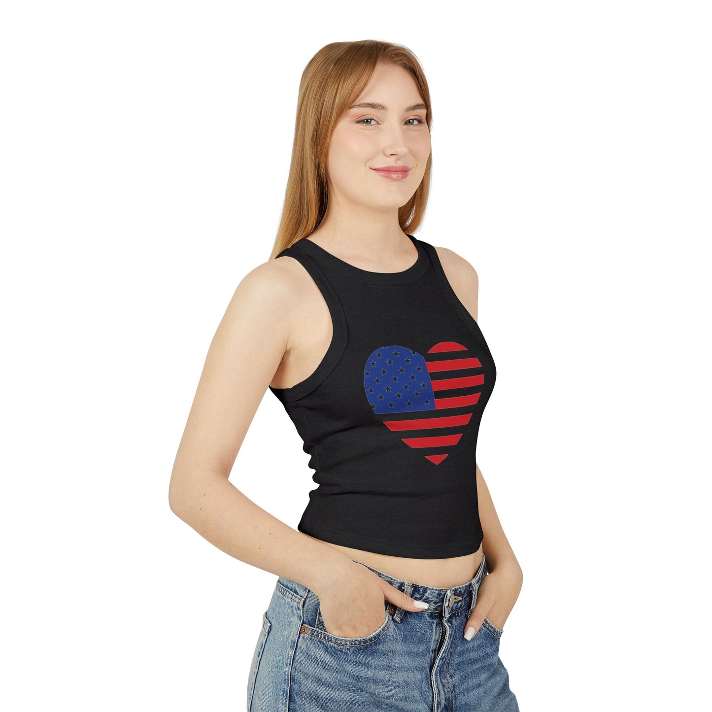 Princess Grace  Patriotic Women's USA Flag Racer Tank Top