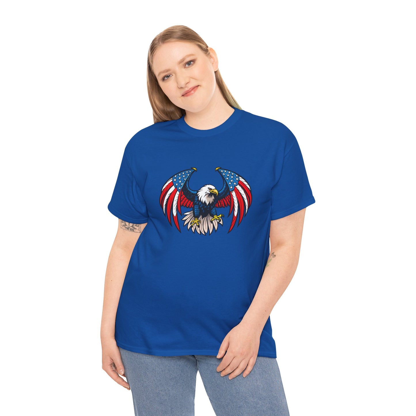Princess Grace  Patriotic Eagle Unisex Heavy Cotton Tee 4th of July Graphic T-Shirt